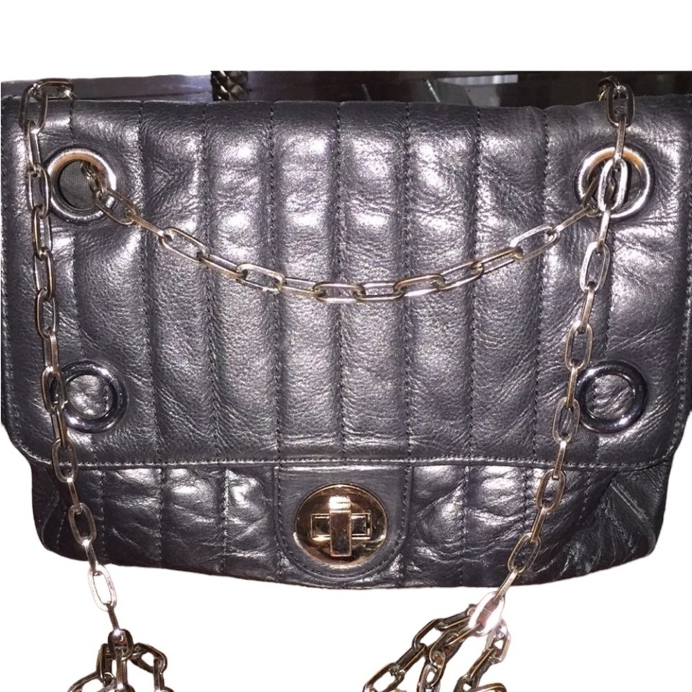 Claudia Ciuti black Quilted Leather Bag Adjustable Chain Strap